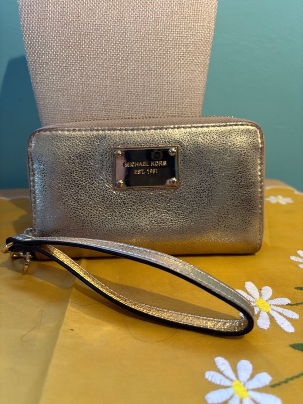 Michael Kors Gold Metallic Leather Wallet